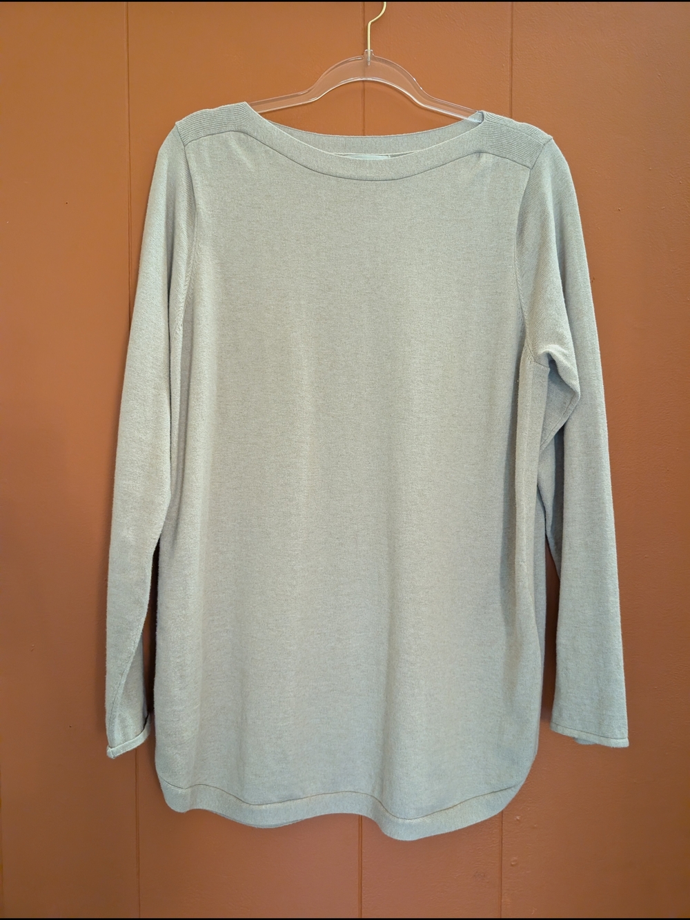 ORVIS Cashmere Silk Blend Sweater Beige Boat Neck Lightweight Women’s Size Large